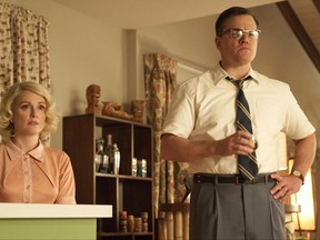 This file image shows Julianne Moore, left, and Matt Damon in a scene from "Suburbicon." (Hilary Bronwyn Gayle/via AP)
