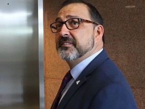 Minister of Energy and Sudbury MPP Glenn Thibeault arrives at court in Sudbury, Ont. on Tuesday September 19, 2017 for an Election Act bribery trial involving Greater Sudbury businessman and Liberal fundraiser Gerry Lougheed Jr. and Patricia Sorbara, former deputy chief of staff for Premier Kathleen Wynne. Thibeault is testifying at the trial. John Lappa/Postmedia Network