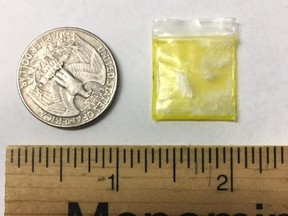 Menominee Tribal Police Department  say a yellow Ziploc bag containing crystal meth was found in a child's Halloween candy.