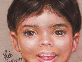 This artist rendering provided by the Galveston Police Department shows a depiction of a boy that police are asking for the public's help to identify. (The Galveston Police Department via AP)