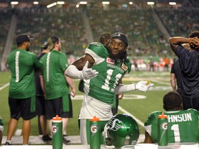 Saskatchewan Roughriders defensive back Ed Gainey at Mosaic Stadium on Aug. 13, 2017. (THE CANADIAN PRESS/Mark Taylor)