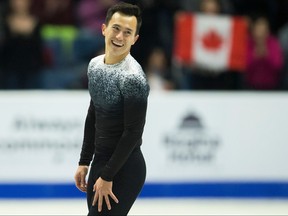 Patrick Chan skates his short program at the 2017 Skate Canada International ISU Grand Prix event in Regina, October 27, 2017. (GEOFF ROBINS/AFP/Getty Images)