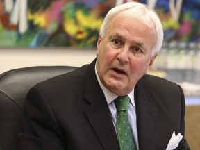 Former Ontario premier David Peterson speaks to the Toronto Sun editorial board as chair of the 2015 Pan Am Games on April 22, 2015.