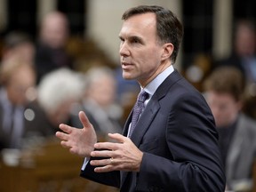 Minister of Finance Bill Morneau speaks during Question Period on Parliament Hill, in Ottawa on Thursday, October 19, 2017. THE CANADIAN PRESS/Adrian Wyld