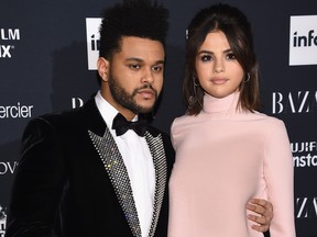 The Weeknd (L) and Selena Gomez attend Harper's BAZAAR Celebration of "ICONS By Carine Roitfeld" at The Plaza Hotel presented by Infor, Laura Mercier, Stella Artois, FUJIFILM and SWAROVSKI on September 8, 2017 in New York City.