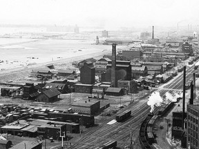 While Sidewalk Toronto’s website has a few conceptual drawings of what the project will look like, I decided that because of the nature of my column, I’d include a photo that has some relevance from an historic perspective. As a result, I selected from my collection this aerial view that looks southwest from the foot of Parliament St. and was taken in 1928. Three features in the old photo that will help orient the reader are the building at the lower right (now Berkeley Castle at the foot of Berkeley St,), the busy railway corridor to the right of the view that is now occupied by a public street known as The Esplanade and, running left to right just above the centre of the view, is the cross-waterfront railway viaduct upon which today’s GO trains operate.