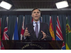 Minister of Finance Bill Morneau speaks with the media in Ottawa on Thursday, October 19, 2017.