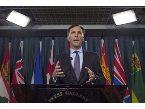 Minister of Finance Bill Morneau speaks with the media in Ottawa on Thursday, October 19, 2017.
