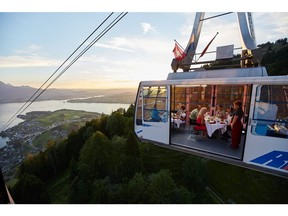 At Switzerland's Mt. Rigi, dinner is served during a slow-motion gondola ascent; dessert on the return. PHOTO COURTESY RIGI BAHNEN AG
PHOTO COURTESY RIGI BAHNEN AG, PHOTO COURTESY RIGI BAHNEN AG