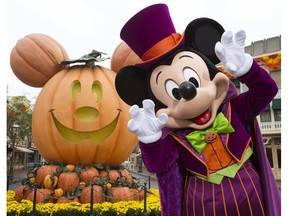 Halloween season at Disneyland features characters, including Mickey, in seasonal attire as well as spooky activities and Halloween-themed fireworks through Oct. 31.  (SCOTT BRINEGAR/DISNEYLAND RESORT PHOTO)