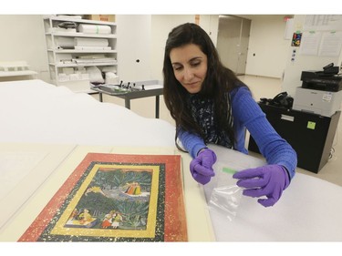 Collections Manger Ghazaleh Rabiei shows an ancient bug she removed from an Indian painting from the 15th century, at the Aga Khan Museum on Thursday October 12, 2017. Veronica Henri/Toronto Sun/Postmedia Network
Veronica Henri, Veronica Henri/Toronto Sun