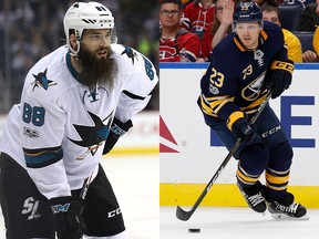 Brent Burns and Sam Reinhart (Postmedia/Getty)