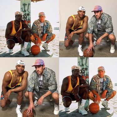 Russell Westbrook and Nick Collison paid homage to the movie White Men Can't Jump. (russwest44/Instagram)