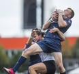 Toronto Wolfpack Liam Kay and Whitehaven Jordan Burns during Super8s Round 5 playoff rugby action at Lamport Stadium last season. (Ernest Doroszuk/Toronto Sun/Postmedia) Network ORG XMIT: POS1709021713149598