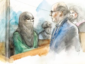 Rehab Dughmosh is seen in a Sept. 20, 2017 sketch from Scarborough court. (Sketch by Pam Davies)