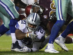 Dallas Cowboys running back Ezekiel Elliott starts his six-game suspension on Sunday. (GETTY IMAGES)