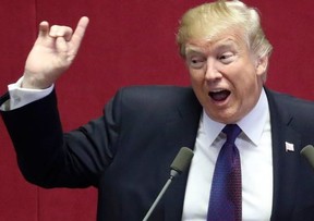 US President Donald Trump addresses the National Assembly in Seoul, Korea,  on Nov. 8, 2017.