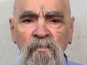 This Oct. 8, 2014 photo provided by the California Department of Corrections shows Charles Manson.