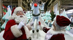 Santa Claus checks in on the progress of the planning of the 113th Santa Claus Parade.