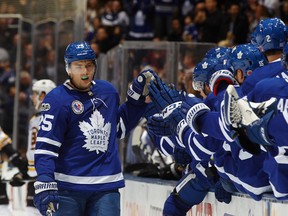 James van Riemsdyk's time with the Leafs could be coming to an end. (GETTY IMAGES)