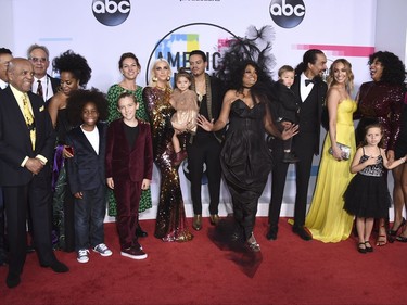 Diana Ross, seventh from right, and her family arrive at the American Music Awards at the Microsoft Theater on Sunday, Nov. 19, 2017, in Los Angeles. (Photo by Jordan Strauss/Invision/AP)