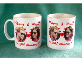 Commemorative Wedding British “Mugs of Tea” for the pending 2018 Wedding of Prince Harry and Megan Markle. The forthcoming nuptials will join both USA and Britain together in the wedding of the year. (WENN.com)