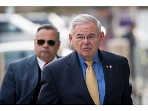 Sen. Robert Menendez (R-NJ) arrives at federal court, November 14, 2017 in Newark, New Jersey.