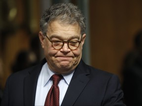 In this July 12, 2017, file photo, Senate Judiciary Committee member Sen. Al Franken, D-Minn., arrives on Capitol Hill in Washington. Two women are alleging, Wednesday, Nov. 22, 2017, that Franken touched their buttocks during events for his first campaign for Senate. The women spoke to Huffington Post on condition of anonymity. The women said the events were in Minneapolis in 2007 and 2008. Franken said in a statement, "It’s difficult to respond to anonymous accusers, and I don’t remember those campaign events.” (AP Photo/Pablo Martinez Monsivais, File)