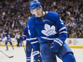 Toronto Maple Leafs forward Auston Matthews celebrates a goal on Oct. 18, 2017