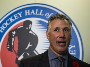 2017 Hockey Hall of Fame inductee Dave Andreychuk speaks to reporters after a news conference in Toronto on Friday. (THE CANADIAN PRESS)