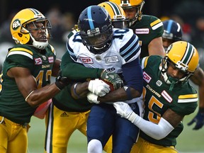 Toronto Argonauts running back Armanti Edwards against the Edmonton Eskimos on Oct. 14, 2017