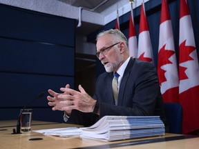 Auditor General Michael Ferguson holds a press conference at the National Press Theatre in Ottawa on Tuesday, Nov. 21, 2017, regarding his 2017 Fall Report.