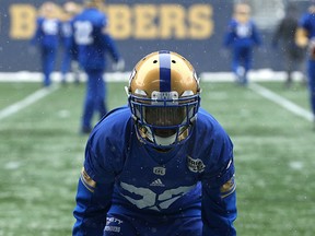 Halfback T.J. Heath during Winnipeg Blue Bombers practice on Nov. 8, 2017