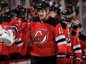 Brian Boyle of the New Jersey Devils celebrates his goal against the Edmonton Oilers on Nov. 9, 2017