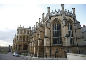 A general view of St George’s Chapel within the walls of Windsor Castle, in Windsor, England, Tuesday, Nov. 28, 2017, it will be the venue for the marriage of Prince Harry who is fifth in line to the throne, and Meghan Markle in May 2018. (AP Photo/Alastair Grant)