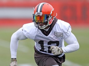 In this Nov. 22, 2017, file photo, Cleveland Browns wide receiver Josh Gordon runs a route during NFL football practice