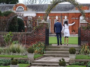 Prince Harry and Meghan Markle attend a photo call at Kensington Palace to mark their engagement on November 27, 2017 in London, U.K. (John Rainford/WENN.com)