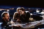 James Cameron, Leonardo DiCaprio and Kate Winslet on the set of Titanic.  (20th Century Fox)