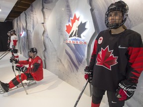 Hockey Canada unveiled Team Canada's Olympic hockey jerseys during an event in Toronto on Wednesday Nov. 1, 2017. (Frank Gunn/The Canadian Press)