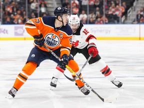 Connor McDavid of the Edmonton Oilers has only two goals on 38 shots since his opening-night hat trick. (Codie McLachlan/Postmedia)