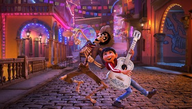 In "Coco," Miguel's love of music ultimately leads him to the Land of the Dead where he teams up with charming trickster Hector. Walt Disney Pictures-Pixar Animation Studios