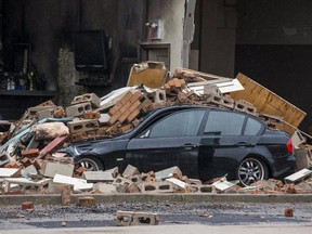Aftermath of a suspicious explosion at Caffe Corretto on Winges Rd in Vaughan, Ont. on Thursday, June 29, 2017.