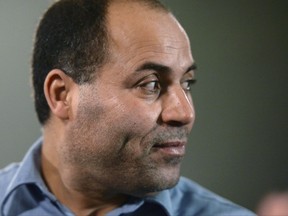 Mohamed Harkat, who was arrested and detained under a secret trial Security Certificate, leaves a press conference to mark the 13th anniversary of his detention and International Human Right's Day on Parliament Hill in Ottawa on Thursday, Dec. 10, 2015. Federal authorities are balking at terror suspect Mohamed Harkat's desire for more leeway to use the internet and travel freely within Canada, saying he continues to pose a threat almost 15 years after being arrested. THE CANADIAN PRESS/Justin Tang