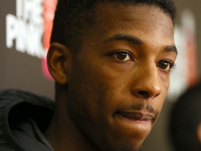 Delon Wright during Raptors training camp in Toronto on Oct. 12, 2017