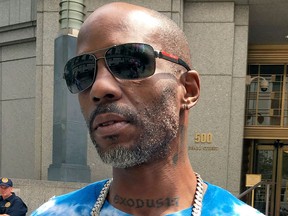 This Aug. 11, 2017, file photo shows rapper DMX, whose given name is Earl Simmons, leaving federal court in New York. (AP Photo/Larry Neumeister, File)