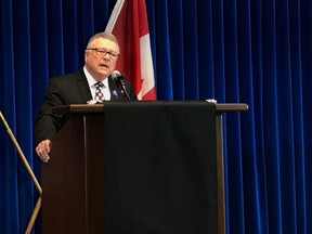 Public Safety Minister Ralph Goodale announces new funding to combat guns and gangs in Canada on November 17, 2017 in Surrey, B.C.
