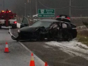 A crash on Hwy. 48 at Davis Dr. that killed Stuart Ellis, 28, of Beeton, on Monday, Nov. 13, 2017.