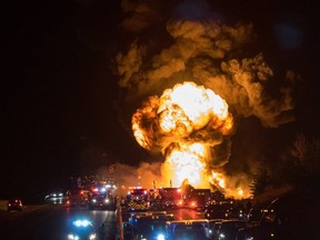 A fireball was visible for kilometres after a tanker truck collided with other vehicles and exploded on Highway 400 around 11:30 p.m. Tuesday north of Bradford.