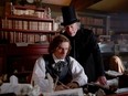Dan Stevens, left, stars as a writer under pressure, Charles Dickens, and Christopher Plummer stars as Ebenezer Scrooge, who was based on a real Londoner, in "The Man Who Invented Christmas." MUST CREDIT: Kerry Brown, Bleecker Street
Kerry Brown, Bleecker Street