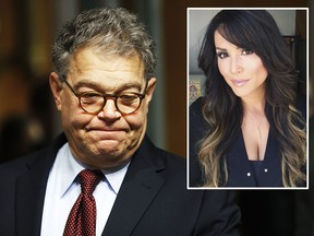In this July 12, 2017 file photo, Senate Judiciary Committee member Sen. Al Franken, D-Minn. arrives on Capitol Hill in Washington.  A Los Angeles radio host says Franken forcibly kissed her during a 2006 USO tour in the Middle East. Franken's staff has not yet responded to a request for comment.